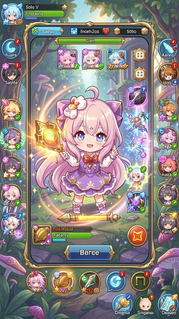 Screenshot aplikasi KOPLO77 menampilkan karakter-karakter yang beragam dan unik.